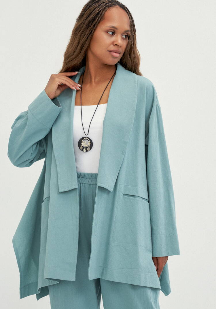 Кардиган свободный с оригинальным воротом шир.  750, рис. 25