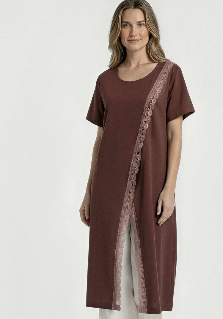 Туника из льна с кружевом Инга шир.  750, рис. 11