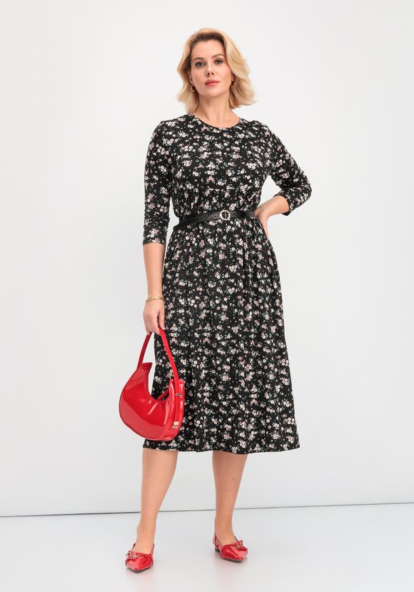 Платье с цветочным рисунком и рукавами 3/4 шир.  580, рис. 8