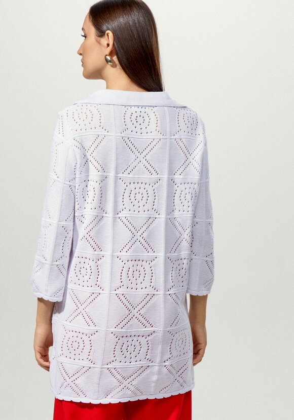 Туника с ажурным рисунком и воротником поло шир.  580, рис. 3