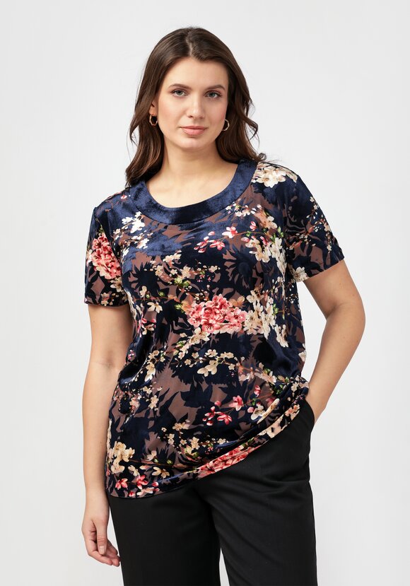 Туника с круглым вырезом и цветочным принтом шир.  580, рис. 8