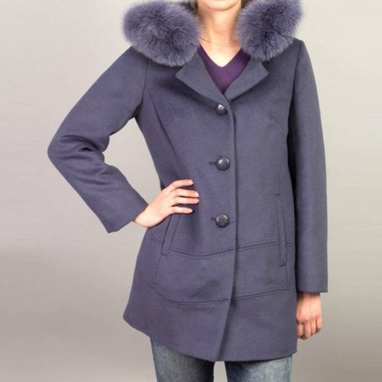 Пальто на пуговицах с капюшоном из натурального меха шир.  750, рис. 2
