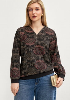 Блуза на молнии из трикотажа