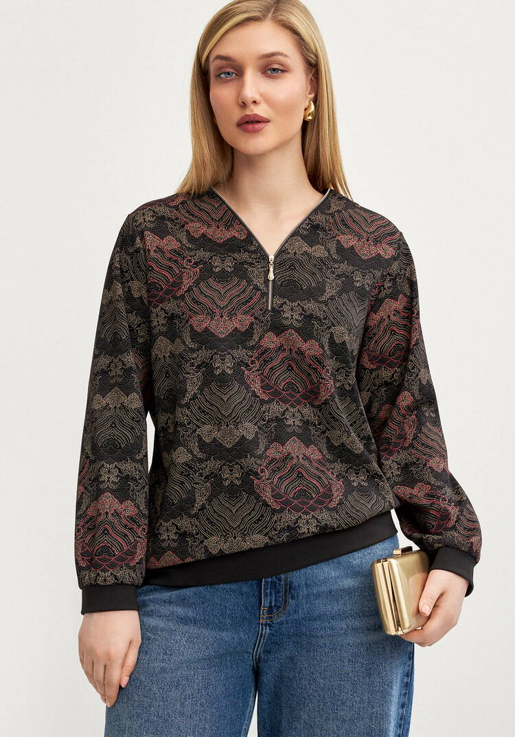 Блуза на молнии из трикотажа шир.  750, рис. 1