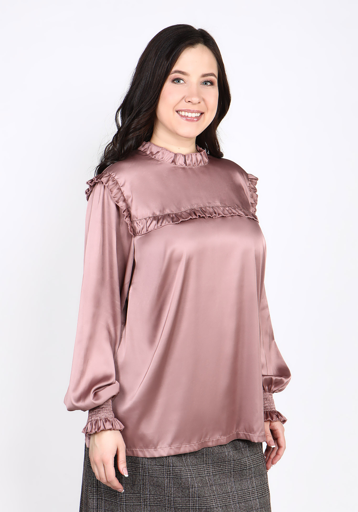Блуза атласная с застежкой сзади "Иден" Julia Weber, размер 52, цвет пудровый - фото 1