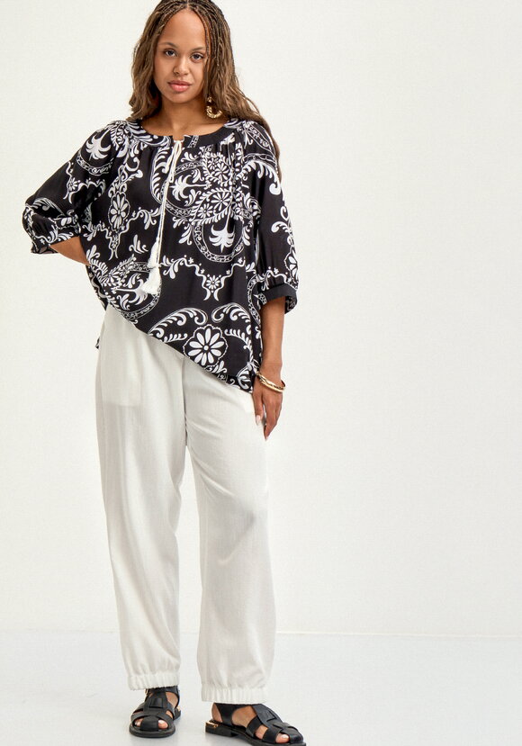 Брюки льняные на резинке по поясу и низу шир.  580, рис. 14