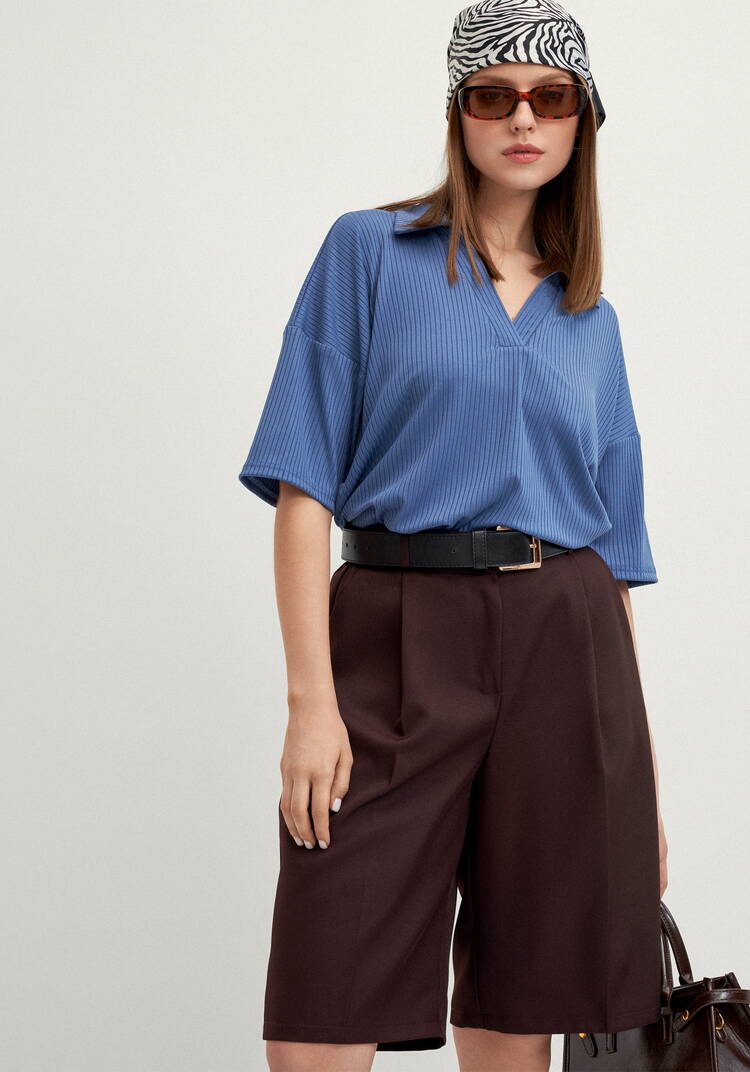 Поло с отложным воротником в рубчик шир.  750, рис. 24