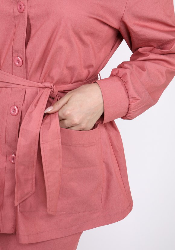 Жакет с поясом на пуговицах шир.  580, рис. 29