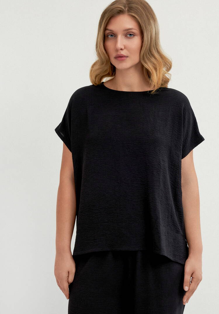 Блуза свободная со спущенным плечом шир.  750, рис. 3