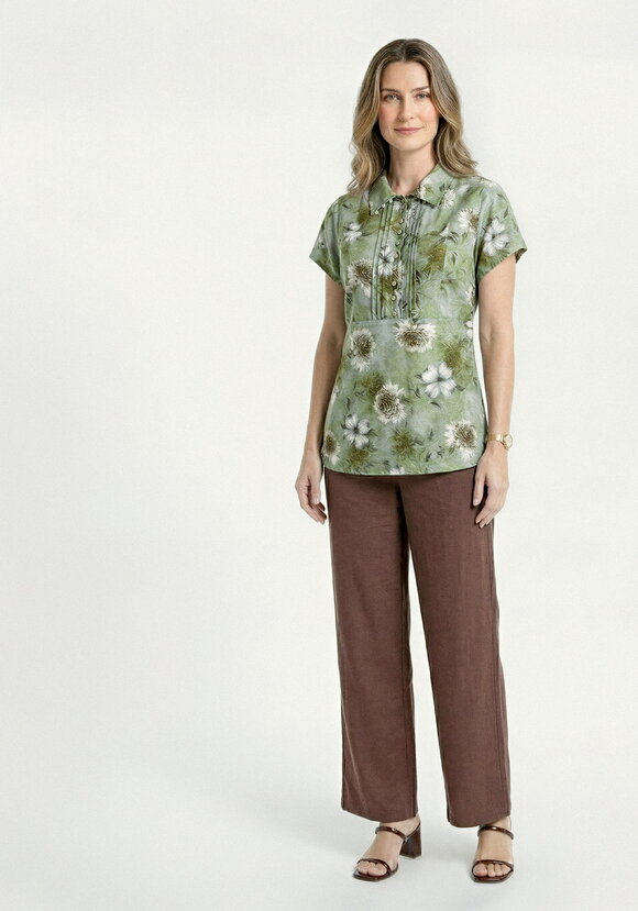 Блуза изо льна с цветочным принтом шир.  580, рис. 2