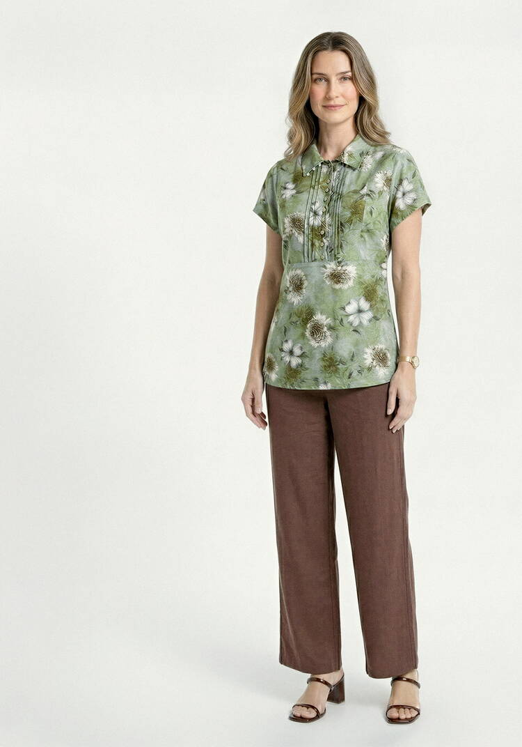 Блуза изо льна с цветочным принтом шир.  750, рис. 2