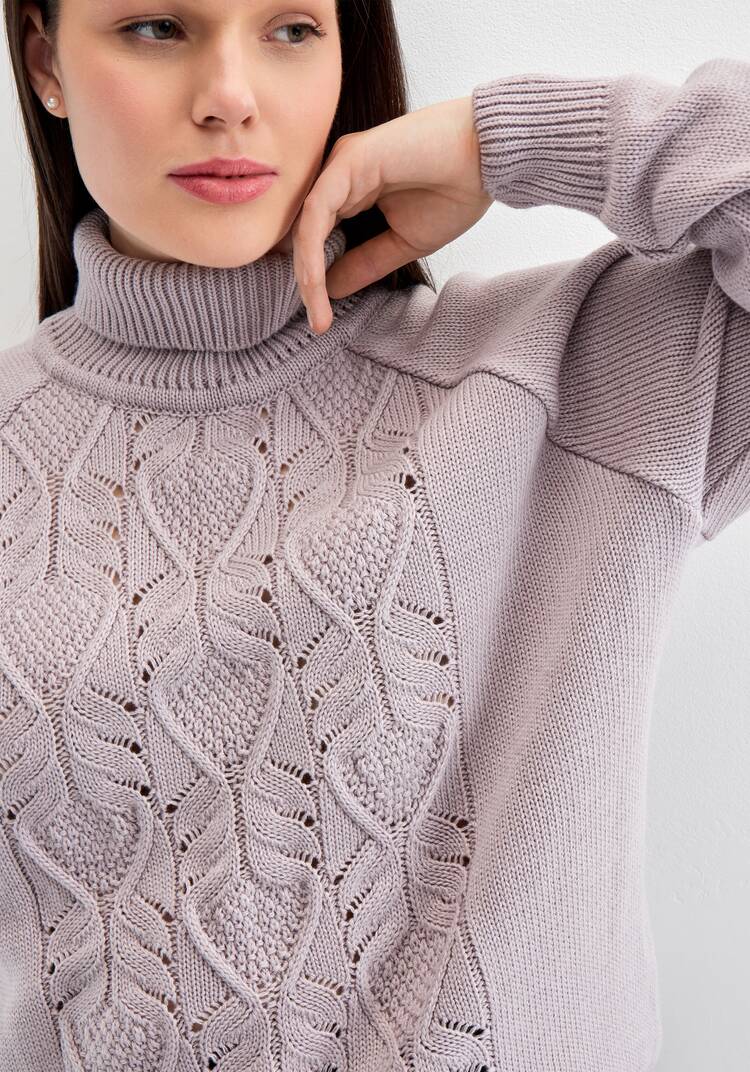 Свитер с ажурным рисунком шир.  750, рис. 24