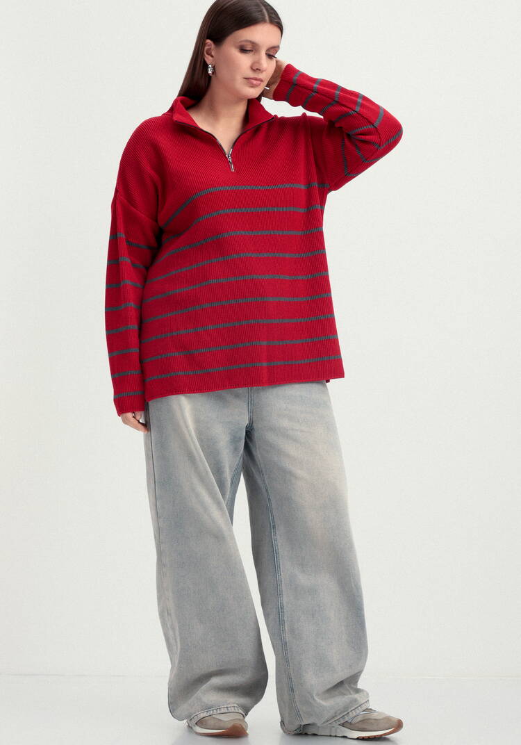 Джемпер в полоску с воротником-поло на молнии шир.  750, рис. 35