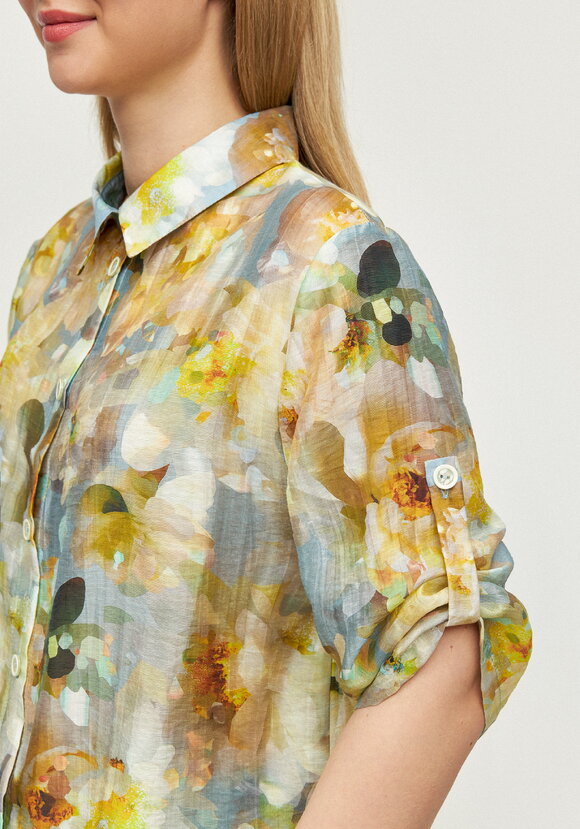 Блуза изо льна Цветочная соната шир.  580, рис. 13