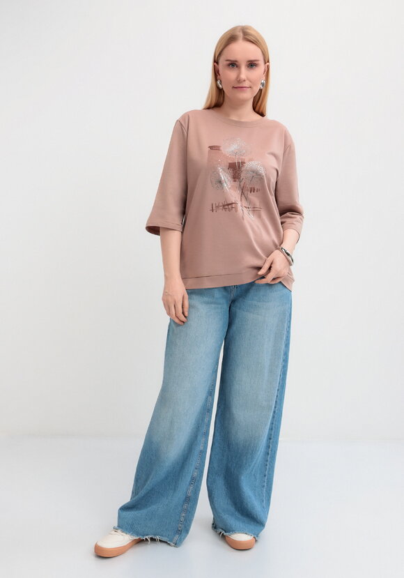 Блуза с длинным рукавом и цветочным рисунком шир.  580, рис. 7