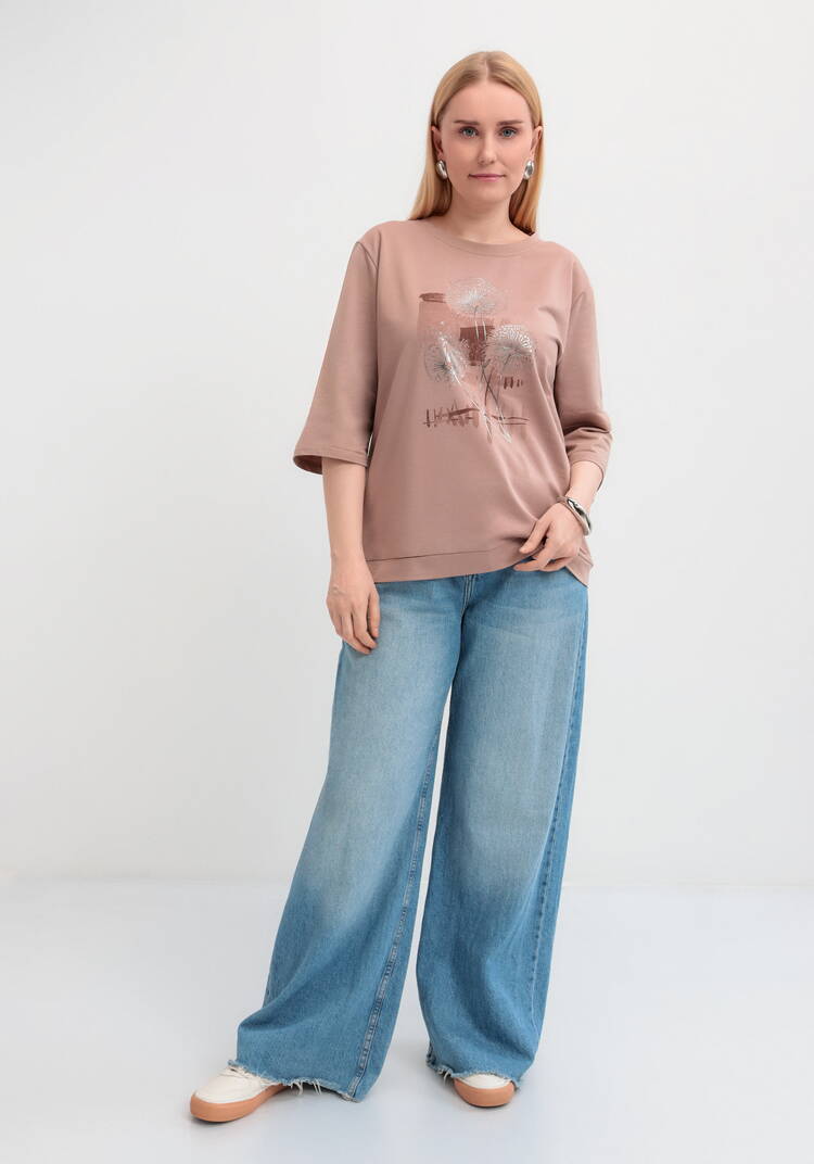 Блуза с длинным рукавом и цветочным рисунком шир.  750, рис. 7