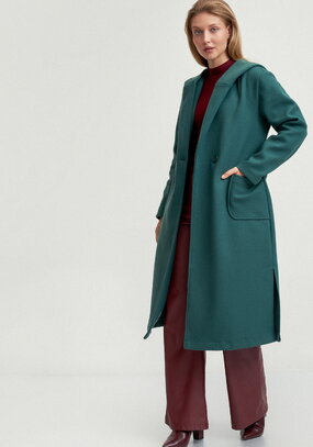 Пальто удлиненное на запах с разрезами