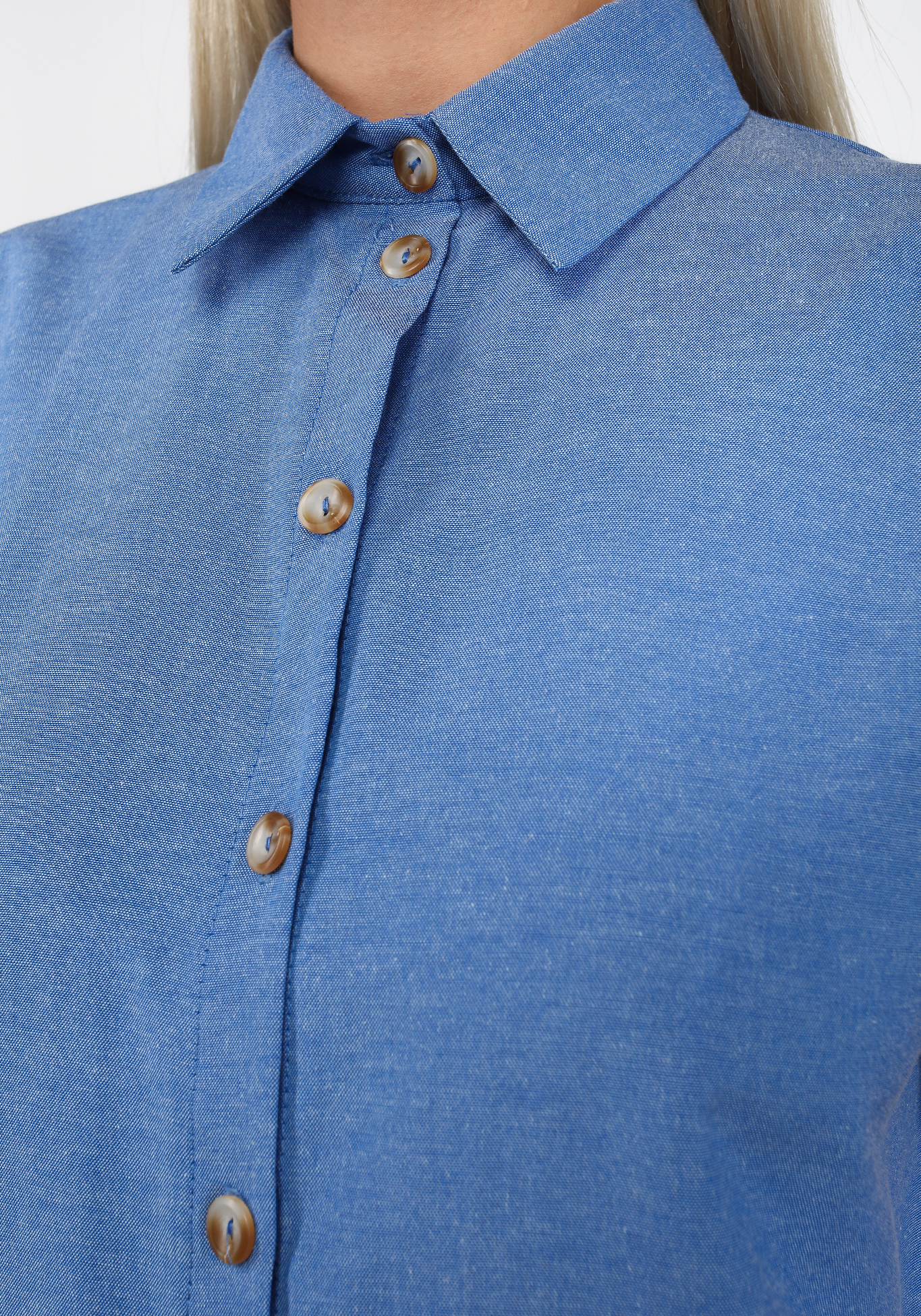 Блуза однотонная на пуговицах А-силуэта Manhattan, размер 52, цвет кофейный - фото 5
