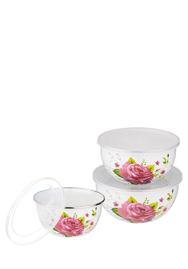 Набор из 3 эмалированных мисок с крышками шир.  750, рис. 5