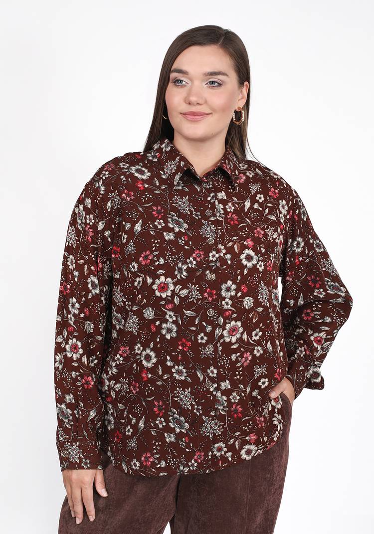Рубашка с цветочным принтом шир.  750, рис. 1