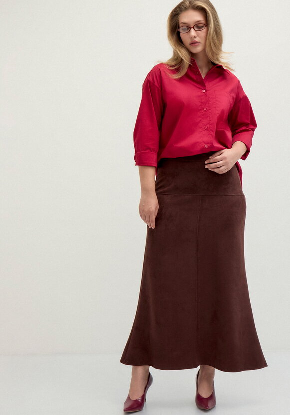 Юбка из экозамши на кокетке шир.  580, рис. 16