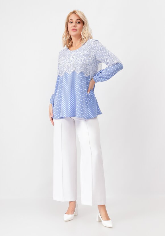 Блуза с ажурным кружевом в горох шир.  580, рис. 2