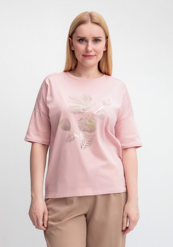 Футболка с принтом Золотой цветок шир.  580, рис. 4