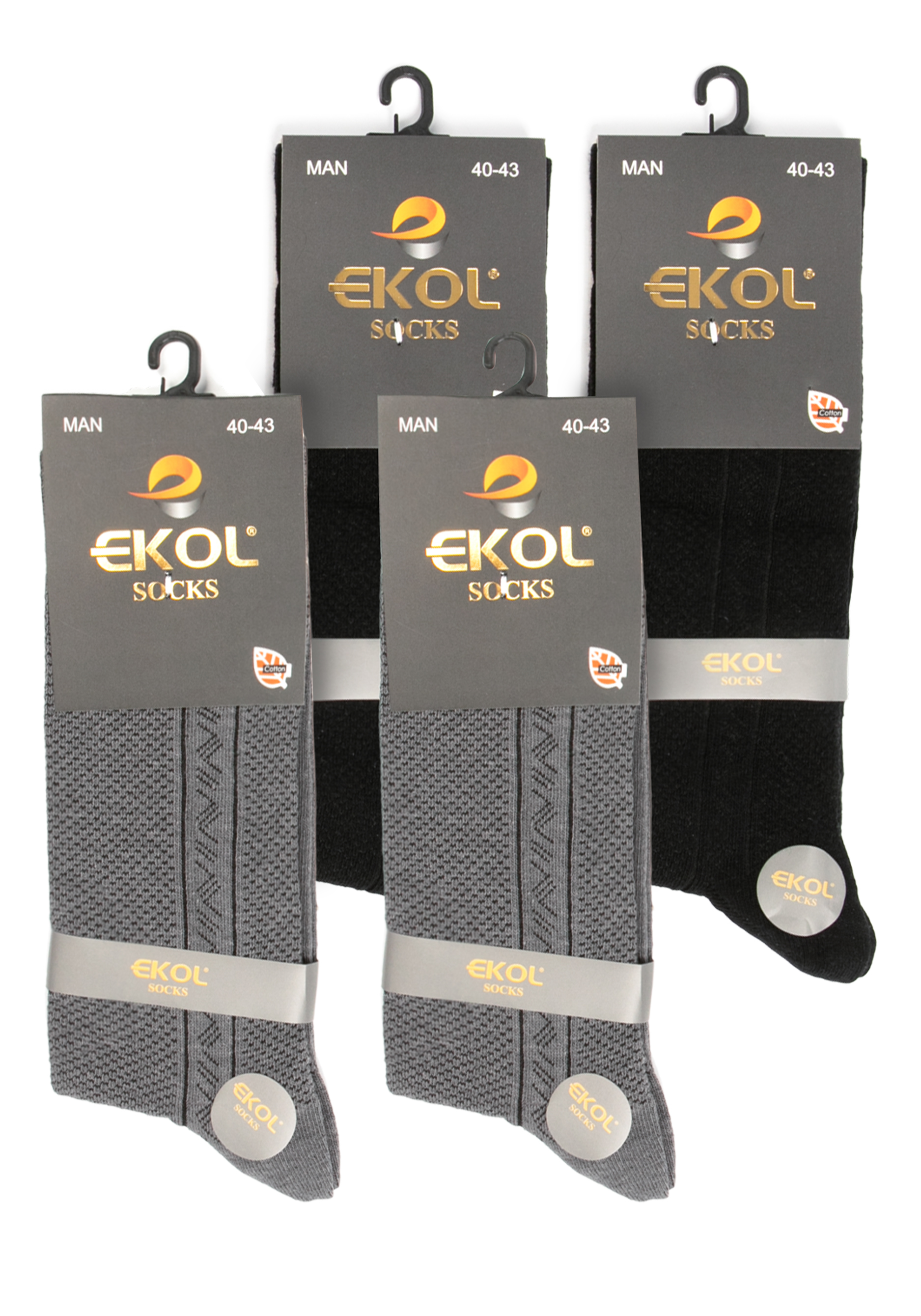Комплект мужских носков (4 пары), цвет черный, размер 25