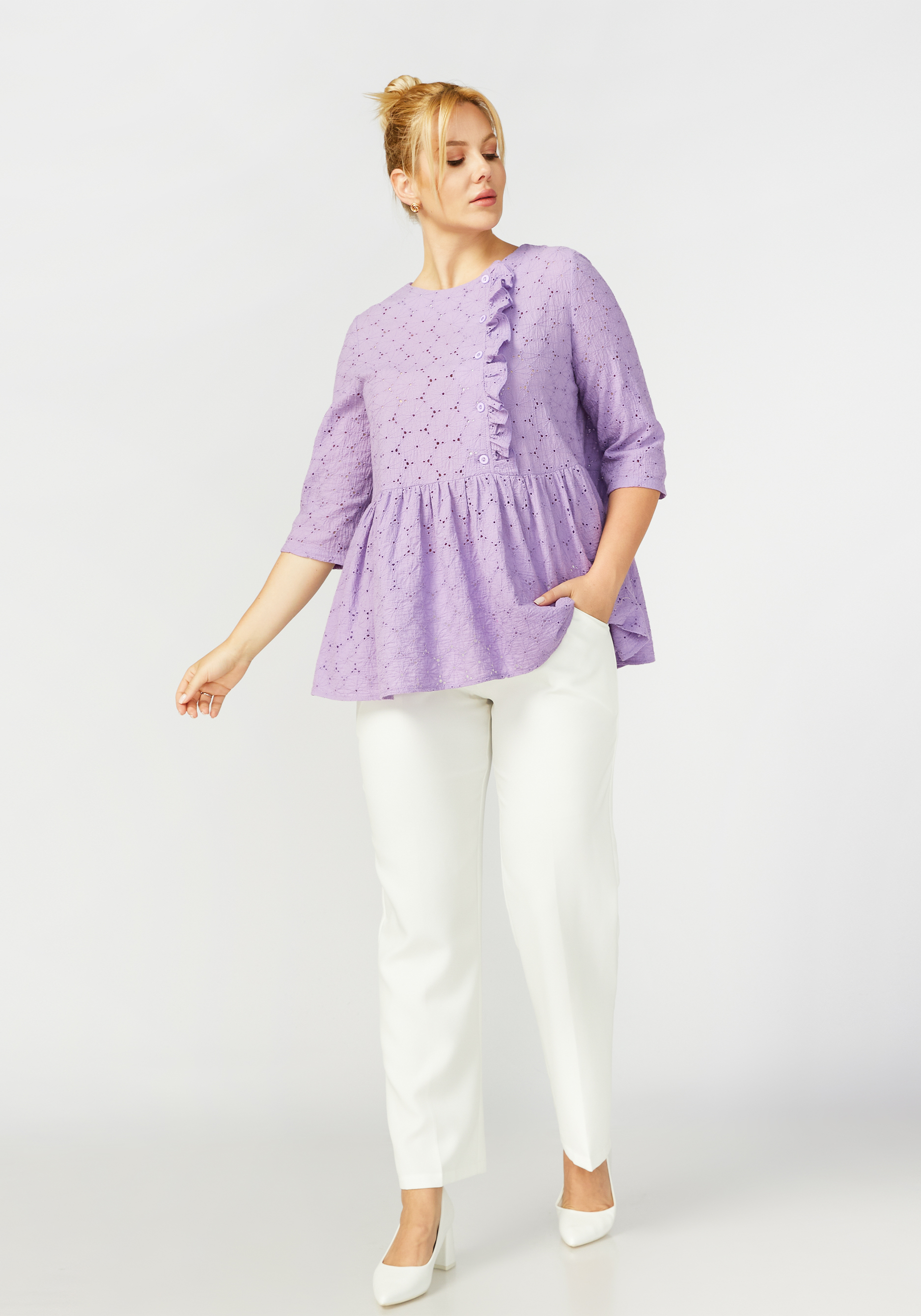 Блуза женская с воланом Frida, размер 58, цвет фиолетовый - фото 10