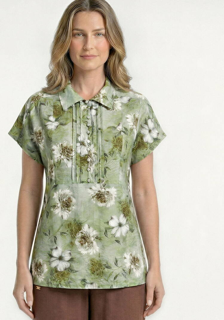 Блуза изо льна с цветочным принтом шир.  750, рис. 4