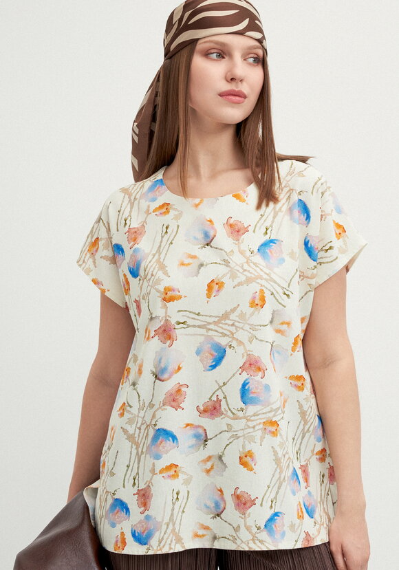 Блуза изо льна с коротким рукавом шир.  580, рис. 16