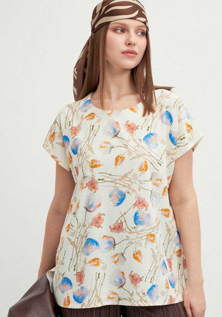 Блуза изо льна с коротким рукавом шир.  750, рис. 16