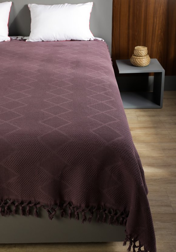 Покрывало-плед из хлопка с бахромой Айшель шир.  580, рис. 12