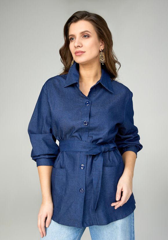 Жакет с поясом на пуговицах шир.  580, рис. 1