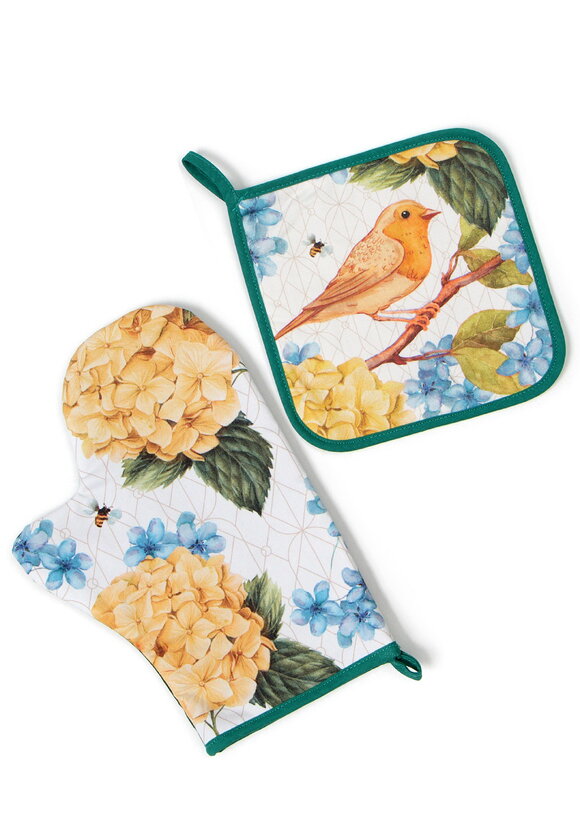 Набор варежка прихватка и полотенце Гортензии шир.  580, рис. 2