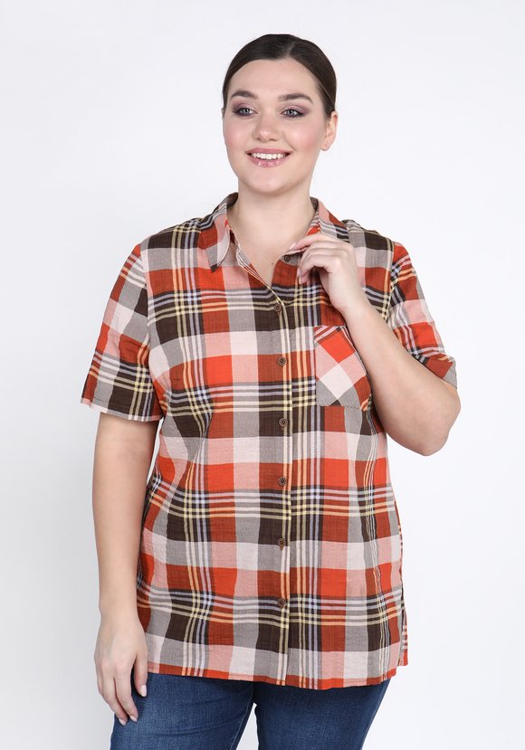 Блуза Стильная клетка шир.  580, рис. 2