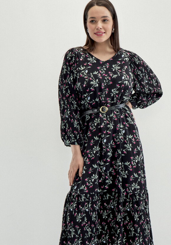 Платье с плиссировкой в цветочный принт шир.  580, рис. 2