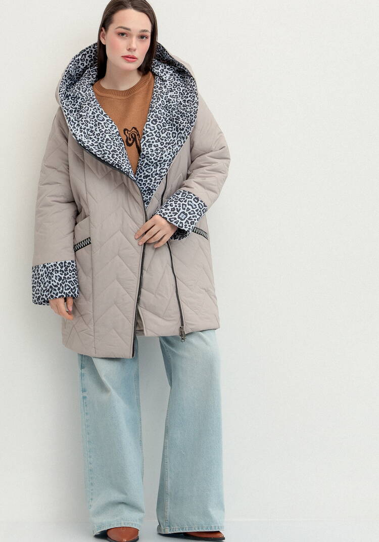 Куртка стеганая с анималистичным принтом шир.  750, рис. 36