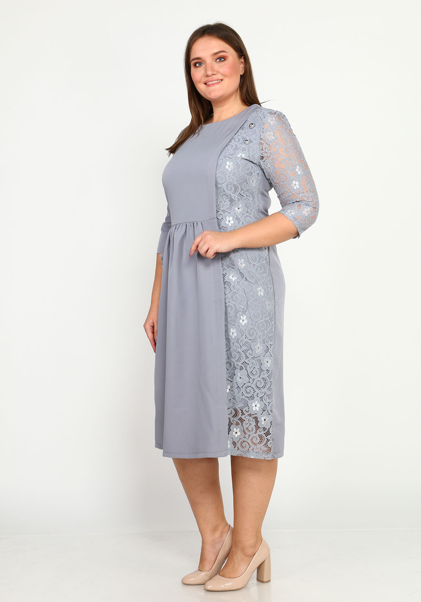 Платье "Кружевное счастье" Likes, размер 52, цвет темно-синий - фото 3