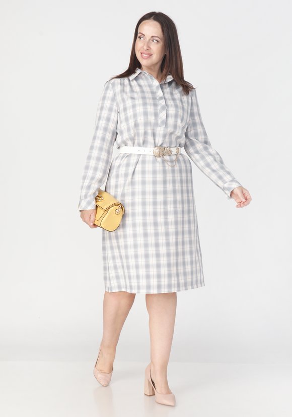 Платье прямое в клетку с поясом шир.  580, рис. 3