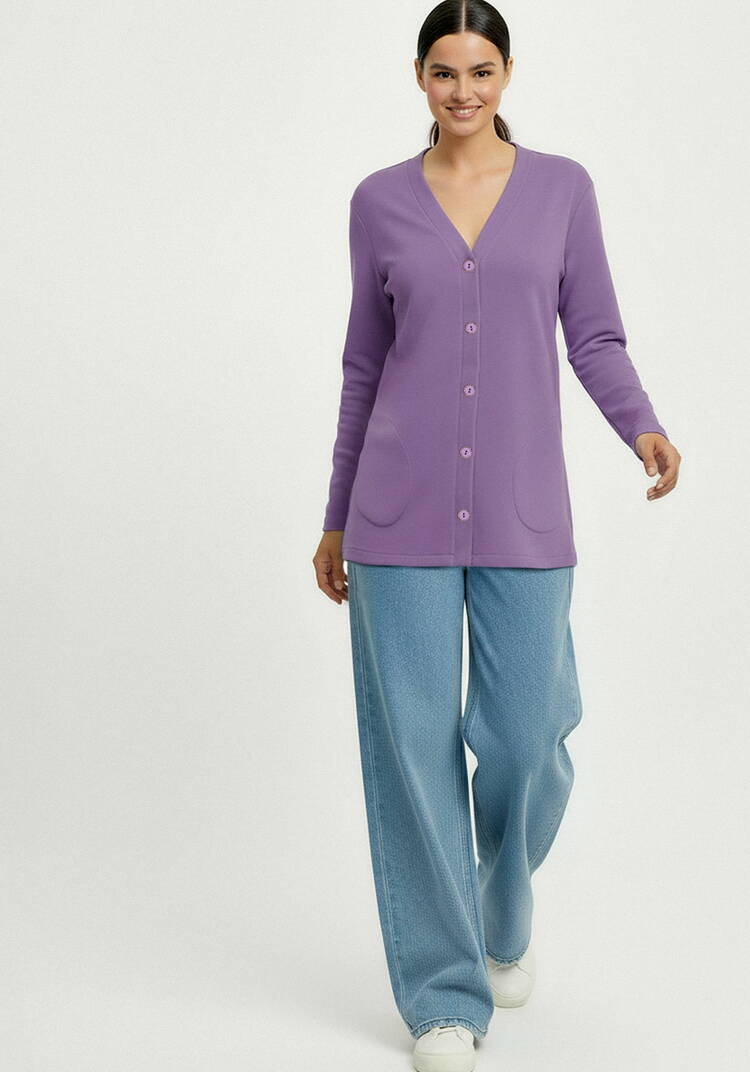 Кардиган на пуговицах утепленный шир.  750, рис. 18