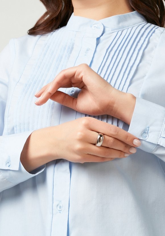 Блуза однотонная на пуговицах шир.  580, рис. 5