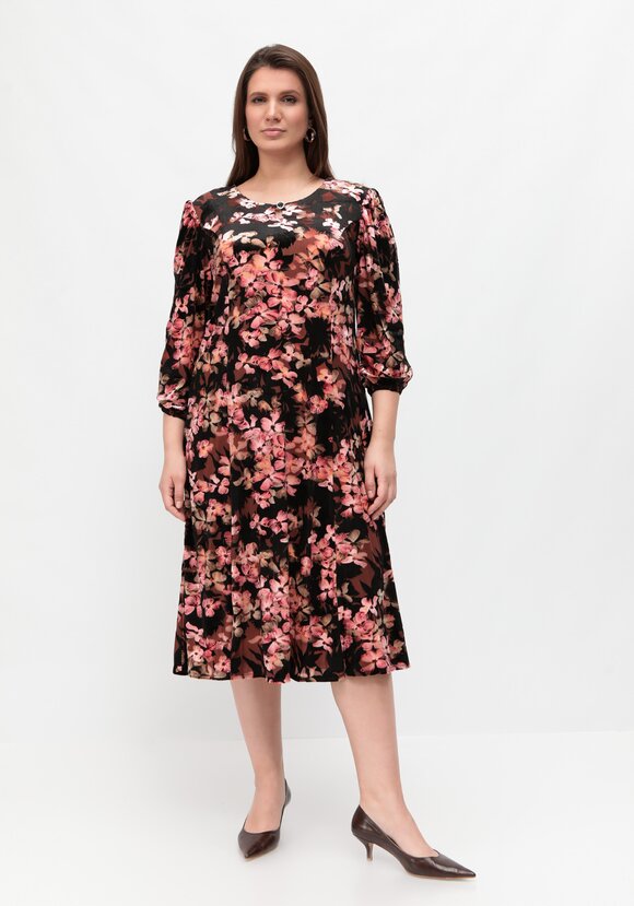 Платье из бархата с цветочным принтом шир.  580, рис. 11