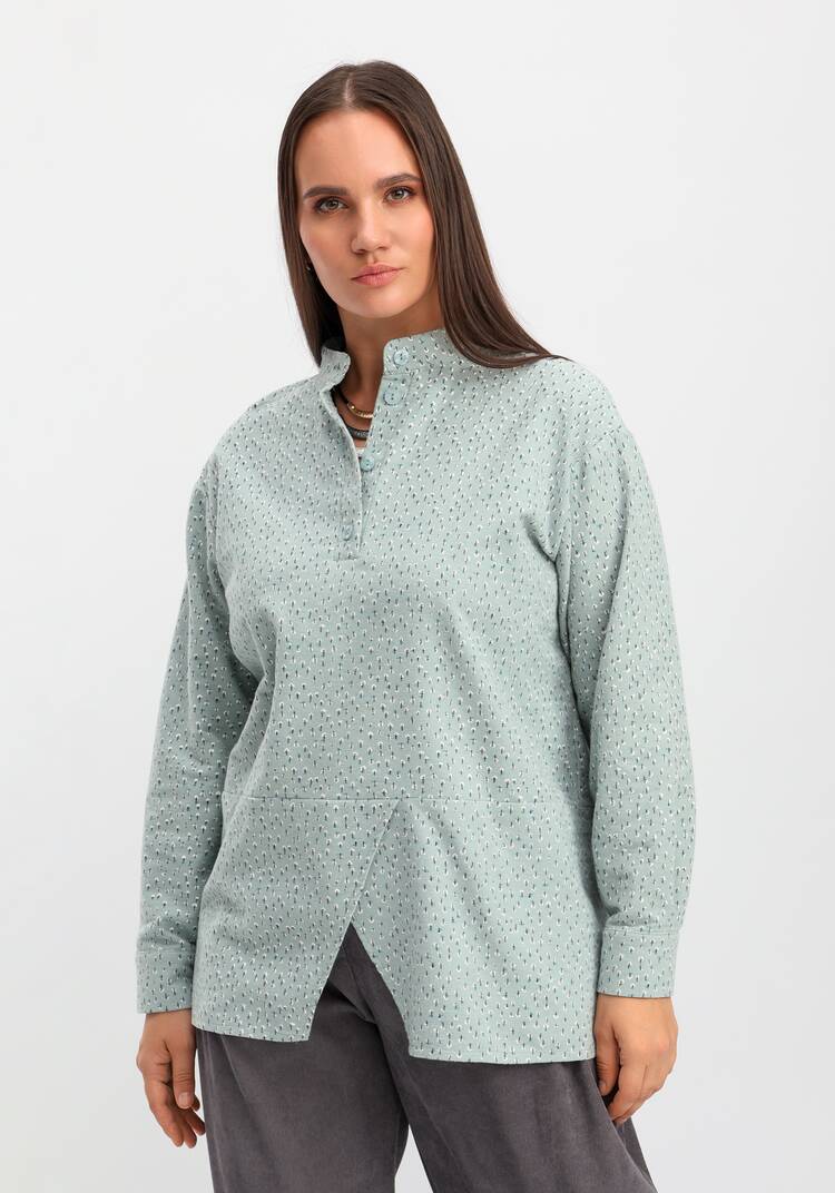 Блуза с воротником-стойкой свободного кроя шир.  750, рис. 7