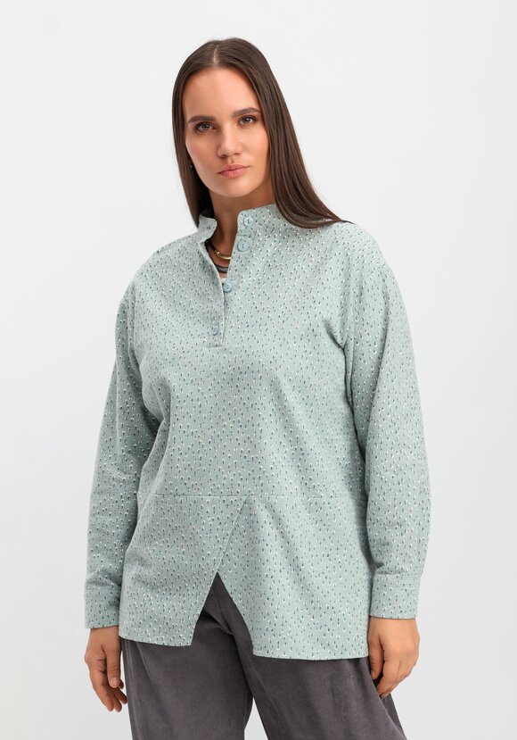 Блуза с воротником-стойкой свободного кроя шир.  580, рис. 7