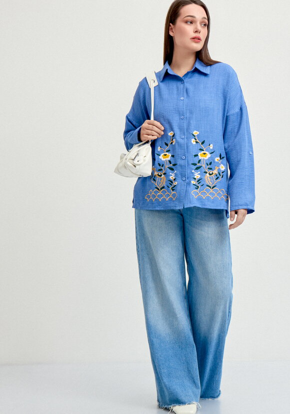 Рубашка с цветочной вышивкой по низу шир.  580, рис. 2