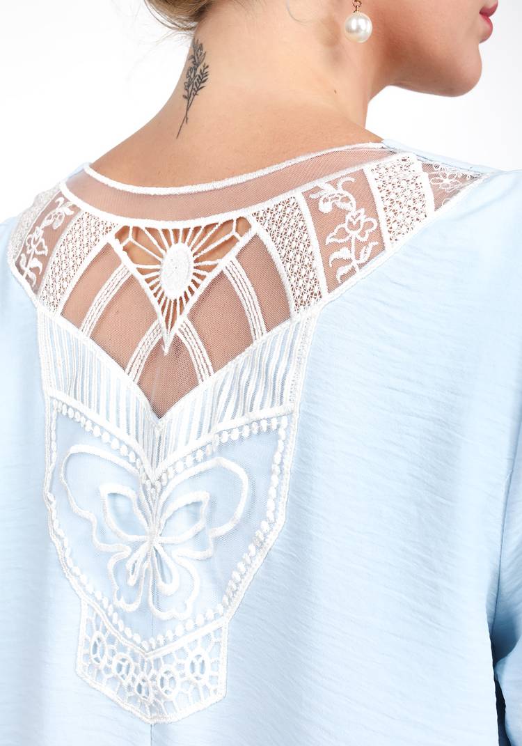 Блуза свободного силуэта с кружевным декором шир.  750, рис. 3
