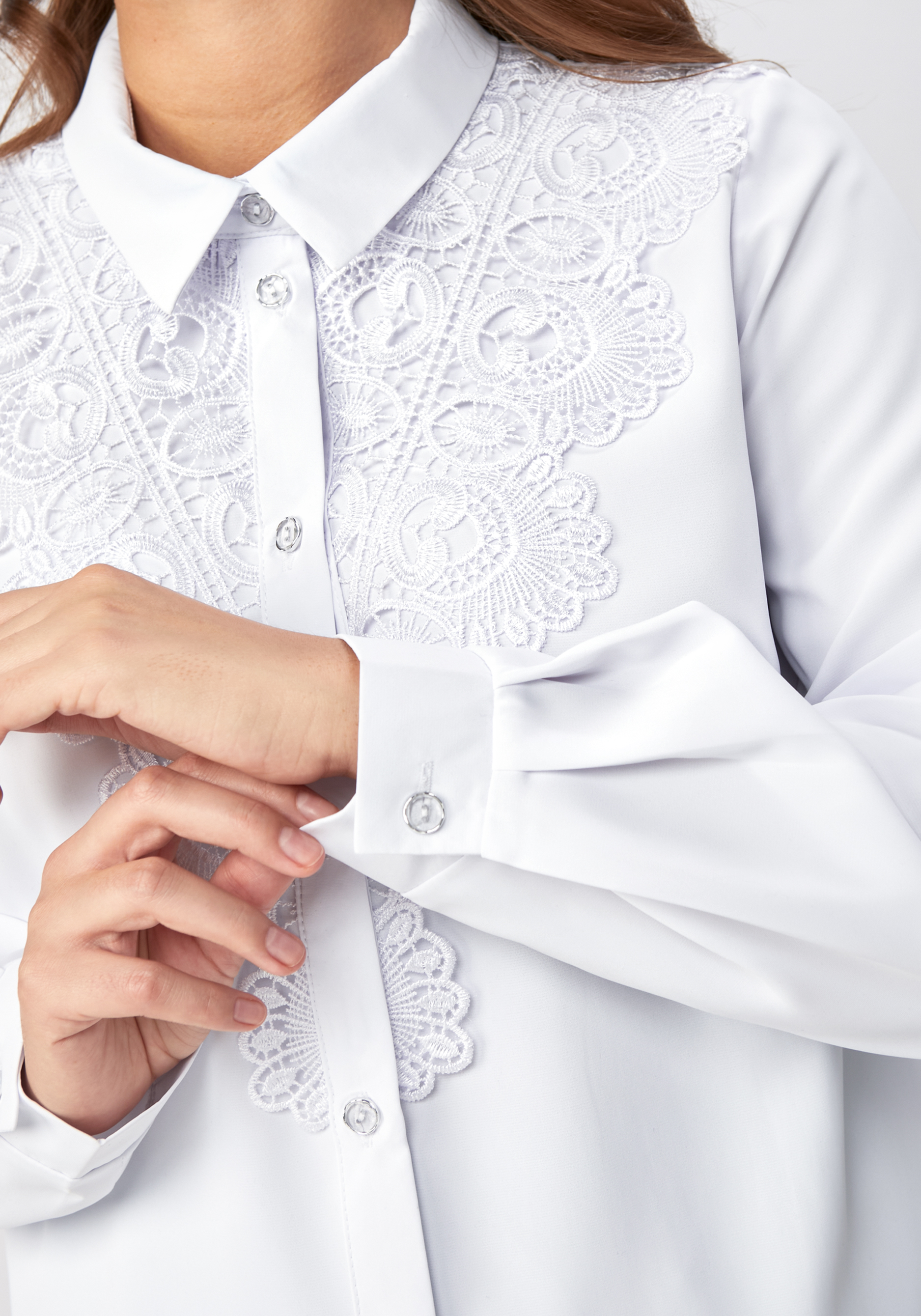 Блуза прямого кроя с ажурным кружевом Mio Imperatrice, цвет белый, размер 50 - фото 5