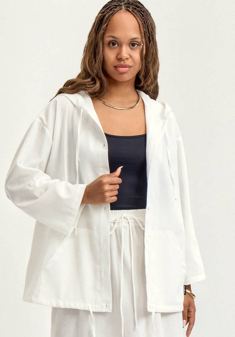 Пыльник изо льна с капюшоном шир.  750, рис. 15