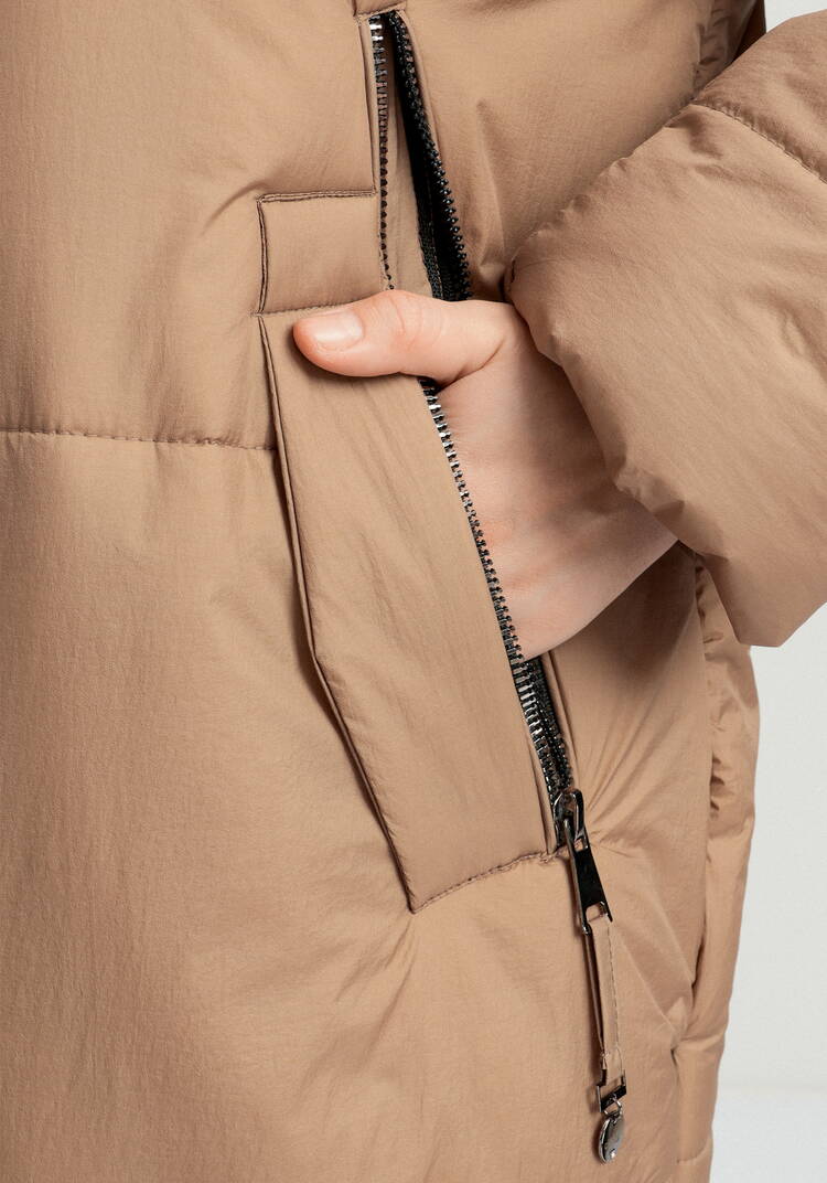 Пальто удлиненное с меховым капюшоном шир.  750, рис. 7